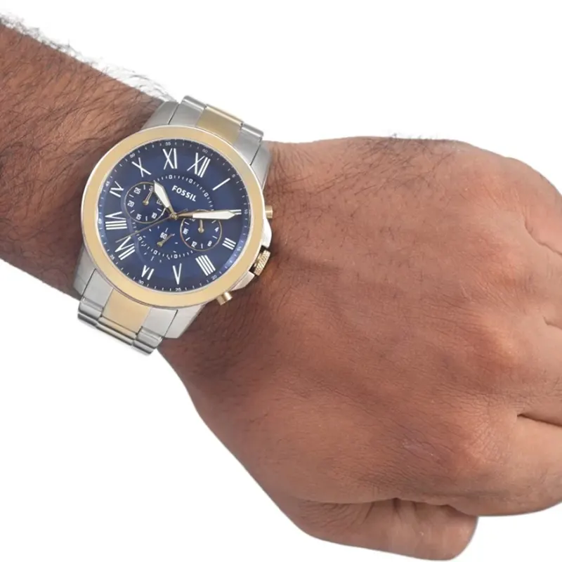 Fossil Grant Blue Dial Two-tone Casual Men's Watch- FS5273